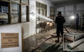 Abu Vulkanik Erupsi Gunung Anak Krakatau Selimuti Sman 2 Kalianda, Damkarmat Terjunkan Armada Pembersihan 8 Abu Vulkanik Erupsi Gunung Anak Krakatau Selimuti Sman 2 Kalianda, Damkarmat Terjunkan Armada Pembersihan