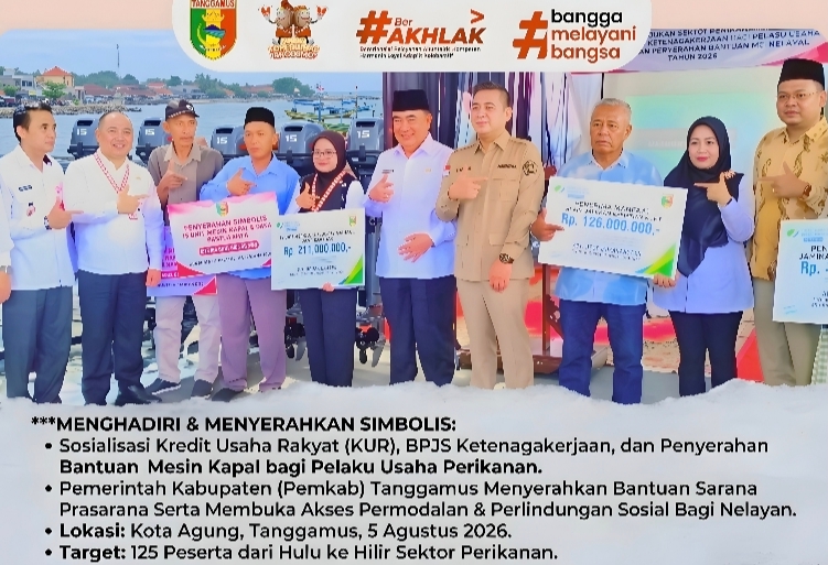 Majukan Sektor Perikanan, Bupati Tanggamus Serahkan Bantuan Mesin Kapal dan Jamin Perlindungan Nelayan