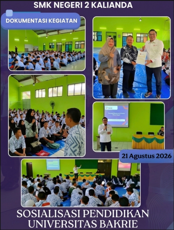 Universitas Bakrie Gelar Sosialisasi Pendidikan Di Smkn 2 Kalianda, Bangkitkan Semangat Taruna-Taruni