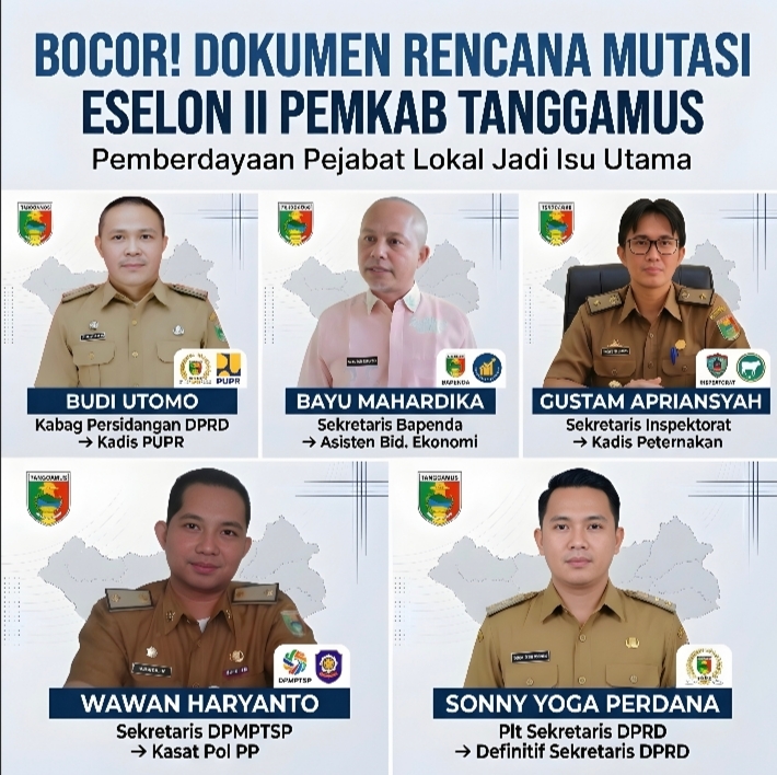 Bocor! Dokumen Rencana Mutasi Eselon Ii Pemkab Tanggamus Beredar, 5 Pejabat Lokal Bersiap Promosi