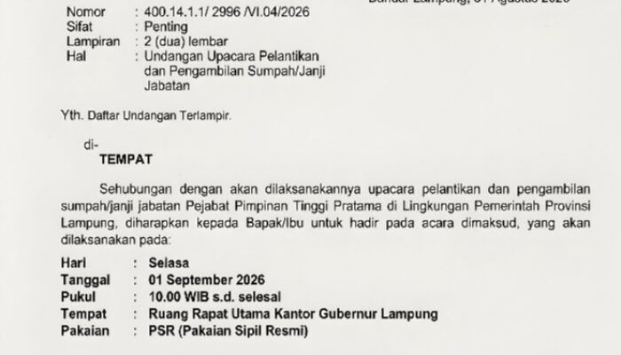 Gubernur Mirza Kembali Rotasi 4 Pejabat Eselon Ii Pemprov Lampung