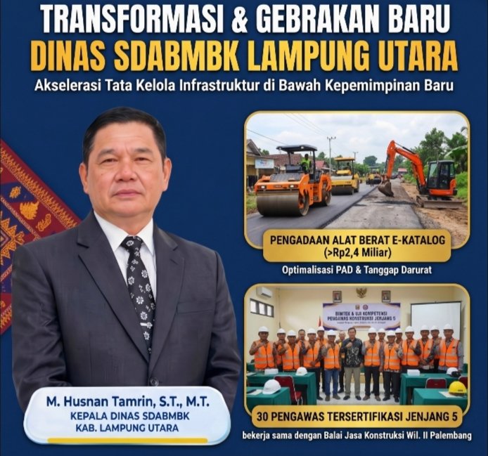 Gebrakan Baru Dinas Sdabmbk Lampung Utara, Akselerasi Alat Berat E-Katalog, Sertifikasi Pengawas Konstruksi, Dan Dongkrak Pad Di Bawah Komando M. Husnan Tamrin