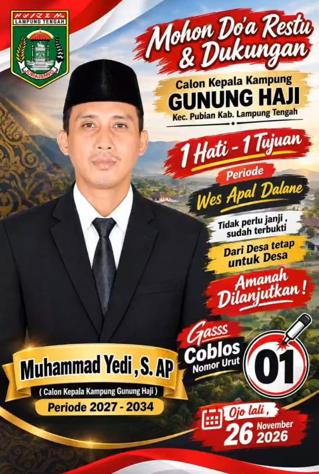 Muhammad Yedi, S.ap., Kembali Mencalonkan Diri: Rekam Jejak Pengabdian Dan Harapan Untuk Kampung Gunung Haji